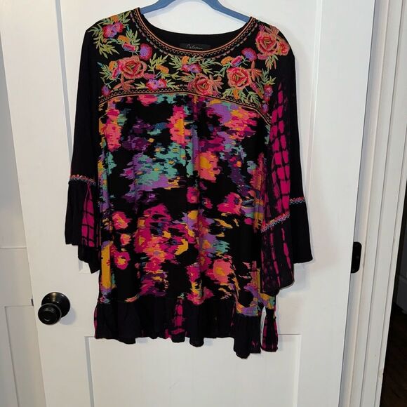 Colorful Floral Embroidered Blouse - Picture 2 of 5